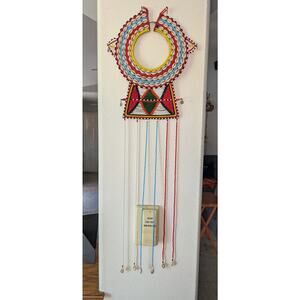 Vintage African Beaded Collar Necklace Cowrie Shells 35" Long